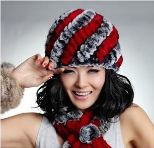 2013年新款女士冬季獭兔毛毛线加厚版菠萝帽厂家直销